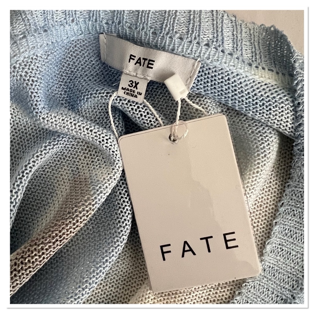 FATE Tie Dye Crew Neck Sweater Lightweight Knit Sz 3X Viscose Blend Sheer NWT - Picture 7 of 8